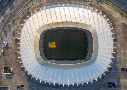 Imagem aerea do gramado da Arena Castelão